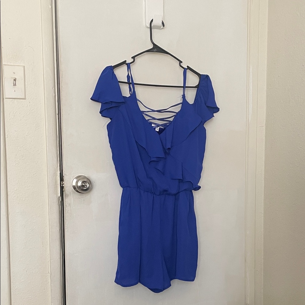 AUW Blue Ruffled Jumpsuit-M